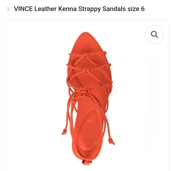 Vince Kenna Leather Pointed Toe Ankle Strap Orange Sandals - Picture 1 of 11